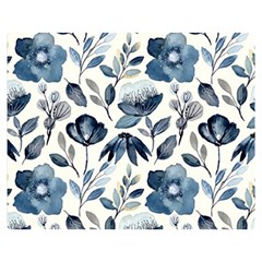 Indigo Watercolor Floral Seamless-pattern Two Sides Premium Plush Fleece Blanket (teen Size) by Ket1n9