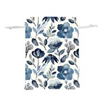 Indigo Watercolor Floral Seamless-pattern Lightweight Drawstring Pouch (S) Front