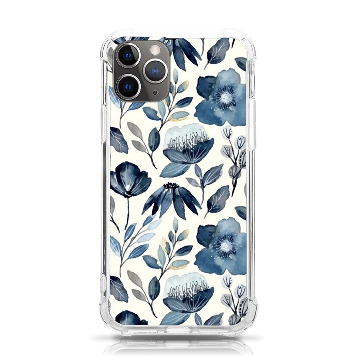 Indigo Watercolor Floral Seamless-pattern iPhone 11 Pro 5.8 Inch TPU UV Print Case