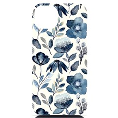 Indigo Watercolor Floral Seamless-pattern iPhone 14 Plus Black UV Print Case