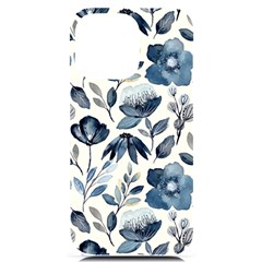 Indigo Watercolor Floral Seamless-pattern iPhone 14 Pro Max Black UV Print Case