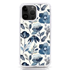 Indigo Watercolor Floral Seamless-pattern iPhone 14 Pro Max TPU UV Print Case