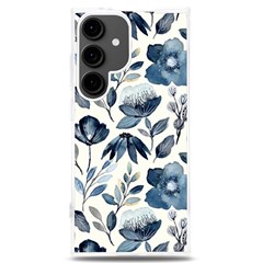 Indigo Watercolor Floral Seamless-pattern Samsung Galaxy S24 Plus 6.7 Inch TPU UV Case