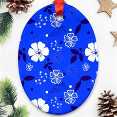 Blooming Seamless Pattern Blue Colors Ornament (oval)