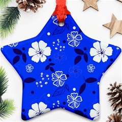 Blooming Seamless Pattern Blue Colors Ornament (star)