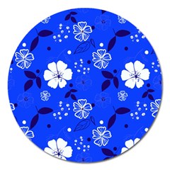 Blooming Seamless Pattern Blue Colors Magnet 5  (round) by Ket1n9