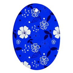 Blooming Seamless Pattern Blue Colors Oval Ornament (two Sides) by Ket1n9