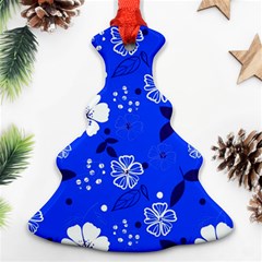 Blooming Seamless Pattern Blue Colors Christmas Tree Ornament (two Sides)