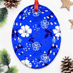 Blooming Seamless Pattern Blue Colors Ornament (oval Filigree)