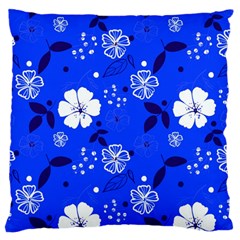 Blooming Seamless Pattern Blue Colors Large Premium Plush Fleece Cushion Case (two Sides) by Ket1n9