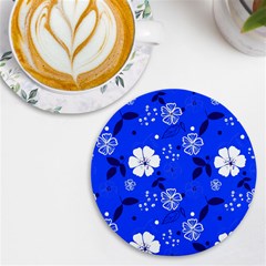 Blooming Seamless Pattern Blue Colors Uv Print Round Tile Coaster by Ket1n9