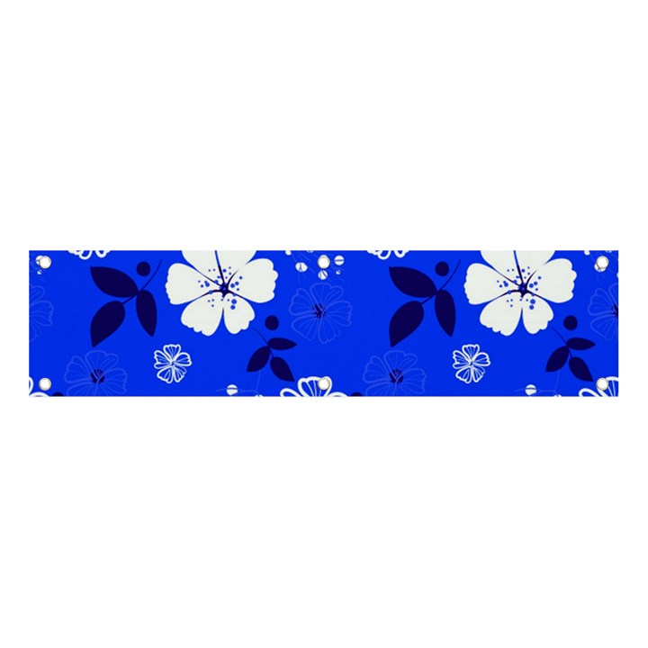 Blooming Seamless Pattern Blue Colors Banner and Sign 4  x 1 