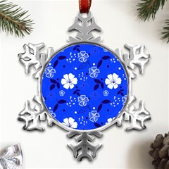 Blooming Seamless Pattern Blue Colors Metal Small Snowflake Ornament by Ket1n9