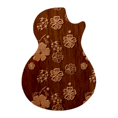 Blooming Seamless Pattern Blue Colors Guitar Shape Wood Guitar Pick Holder Case And Picks Set