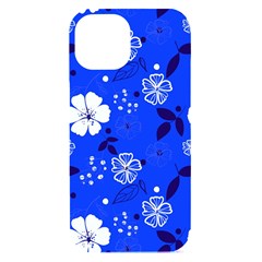 Blooming Seamless Pattern Blue Colors Iphone 15 Black Uv Print Pc Hardshell Case