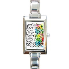 Brain Mind Psychology Idea Drawing Rectangle Italian Charm Watch by Loisa77