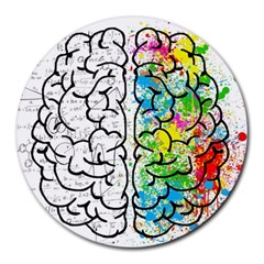 Brain Mind Psychology Idea Drawing Round Mousepad by Loisa77