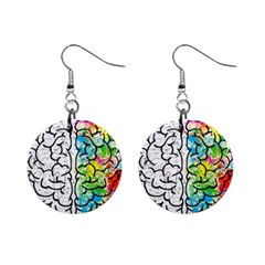 Brain Mind Psychology Idea Drawing Mini Button Earrings by Loisa77