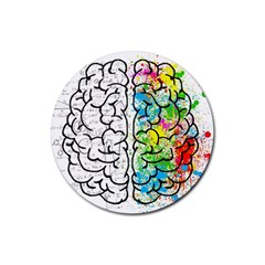 Brain Mind Psychology Idea Drawing Rubber Coaster (round) by Loisa77