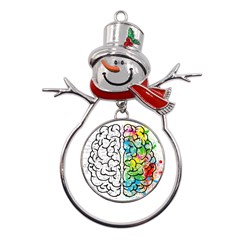 Brain Mind Psychology Idea Drawing Metal Snowman Ornament by Loisa77