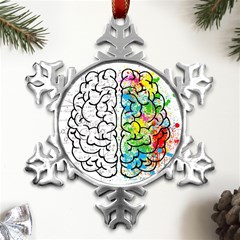 Brain Mind Psychology Idea Drawing Metal Small Snowflake Ornament by Loisa77