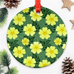 Bloom Flowering Yellow Blade Green Ornament (round) by Loisa77