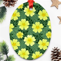 Bloom Flowering Yellow Blade Green Ornament (oval)