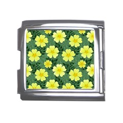 Bloom Flowering Yellow Blade Green Mega Link Italian Charm (18mm)