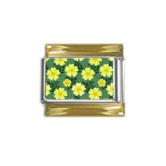 Bloom Flowering Yellow Blade Green Gold Trim Italian Charm (9mm) by Loisa77