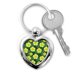 Bloom Flowering Yellow Blade Green Key Chain (heart) by Loisa77