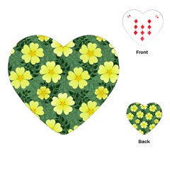 Bloom Flowering Yellow Blade Green Playing Cards Single Design (heart)