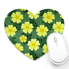 Bloom Flowering Yellow Blade Green Heart Mousepad by Loisa77