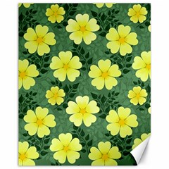 Bloom Flowering Yellow Blade Green Canvas 11  X 14  by Loisa77