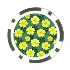 Bloom Flowering Yellow Blade Green Poker Chip Card Guard by Loisa77