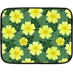 Bloom Flowering Yellow Blade Green Fleece Blanket (mini) by Loisa77