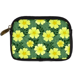 Bloom Flowering Yellow Blade Green Digital Camera Leather Case by Loisa77