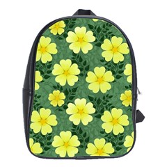 Bloom Flowering Yellow Blade Green School Bag (large) by Loisa77