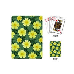 Bloom Flowering Yellow Blade Green Playing Cards Single Design (mini)