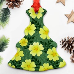 Bloom Flowering Yellow Blade Green Christmas Tree Ornament (two Sides)