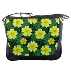 Bloom Flowering Yellow Blade Green Messenger Bag by Loisa77