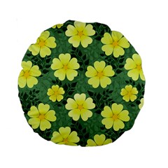 Bloom Flowering Yellow Blade Green Standard 15  Premium Round Cushions by Loisa77