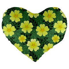 Bloom Flowering Yellow Blade Green Large 19  Premium Heart Shape Cushions by Loisa77