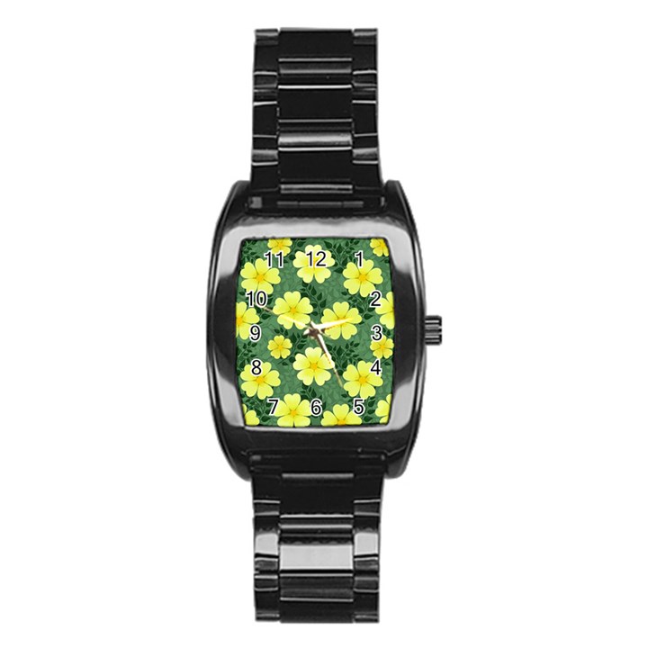 Bloom Flowering Yellow Blade Green Stainless Steel Barrel Watch