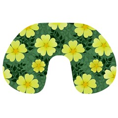 Bloom Flowering Yellow Blade Green Travel Neck Pillow by Loisa77