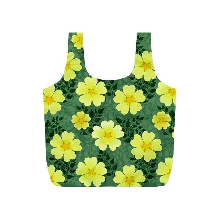 Bloom Flowering Yellow Blade Green Full Print Recycle Bag (S)