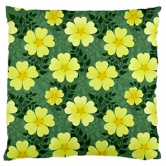 Bloom Flowering Yellow Blade Green Standard Premium Plush Fleece Cushion Case (two Sides) by Loisa77