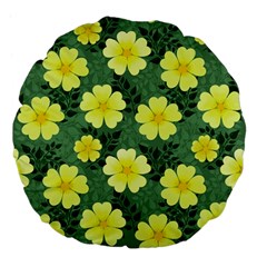 Bloom Flowering Yellow Blade Green Large 18  Premium Flano Round Cushions by Loisa77