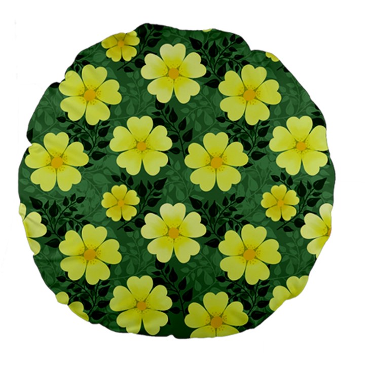 Bloom Flowering Yellow Blade Green Large 18  Premium Flano Round Cushions