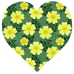 Bloom Flowering Yellow Blade Green Wooden Puzzle Heart by Loisa77