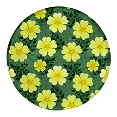 Bloom Flowering Yellow Blade Green Round Glass Fridge Magnet (4 Pack) by Loisa77